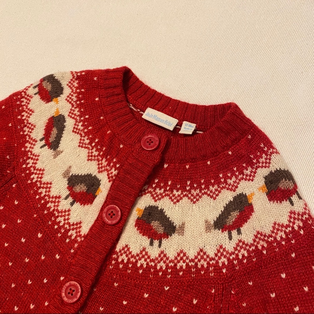Jojo Maman Bébé fair isle robin cardigan 12-18m - Picture 3 of 3